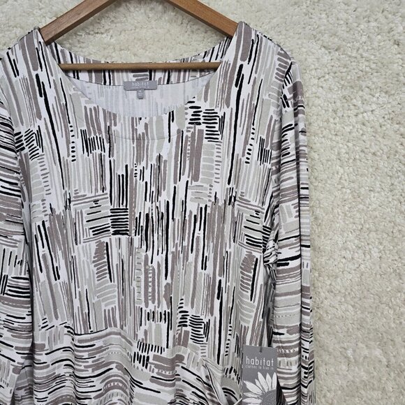 Habitat Gray Pullover Dress XL Artsy Above Knee Stretch‎ 3/4 Sleeve - Picture 4 of 13